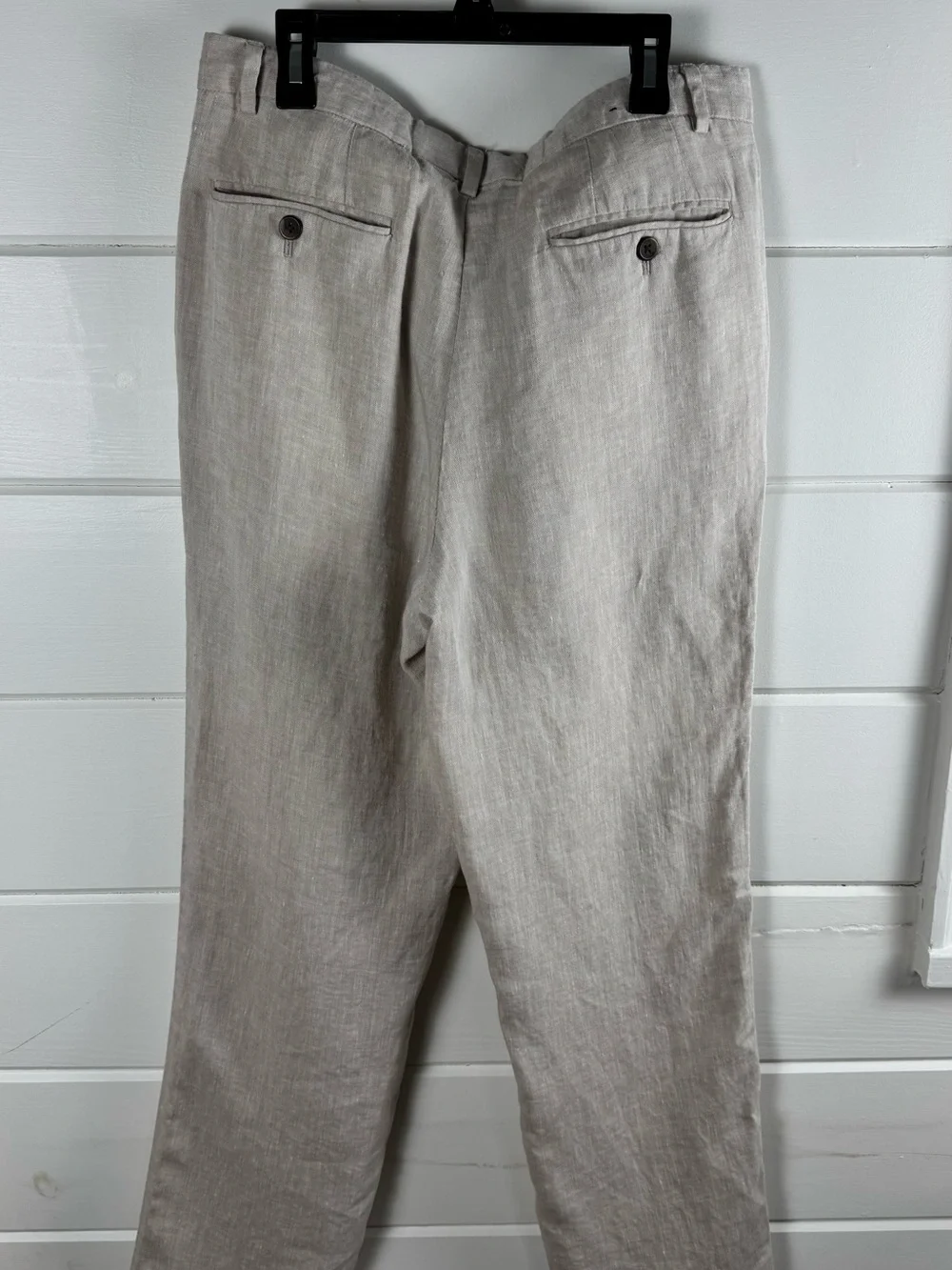 Claiborne 100% Linen Pants Men’s 30x32 Beige Flat Front Casual Lightweight